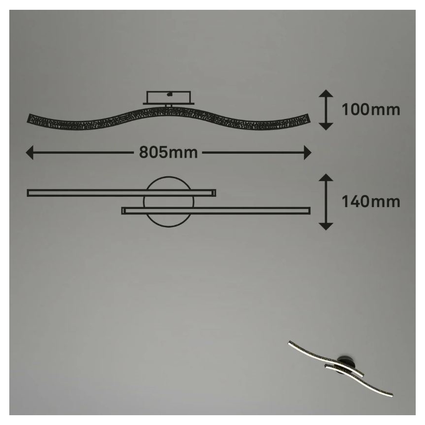 Briloner 3718-025 - LED Virsapmetuma lustra REY 2xLED/6W/230V melna