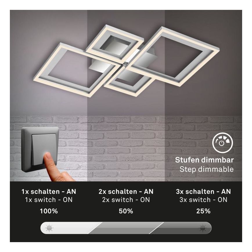 Briloner 3727-019 - LED Aptumšojama griestu lampa FRAME LED/38W/230V