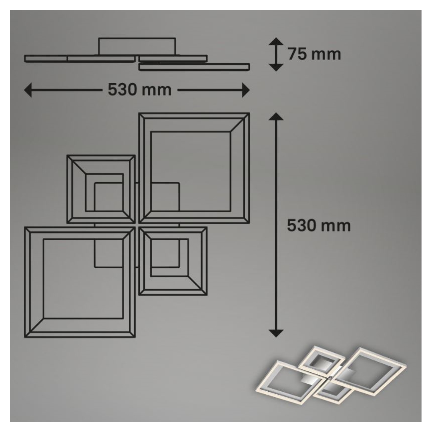 Briloner 3727-019 - LED Aptumšojama griestu lampa FRAME LED/38W/230V