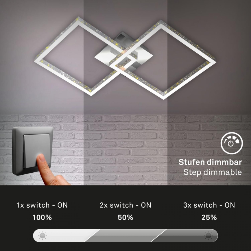 Briloner 3751-019 - LED Aptumšojama griestu lampa FRAME LED/20W/230V hroms