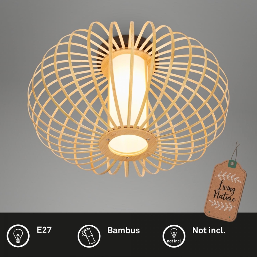 Briloner 3759011 - Griestu lampa 1xE27/10W/230V d. 40 cm bambusa