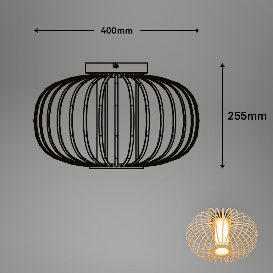 Briloner 3759011 - Griestu lampa 1xE27/10W/230V d. 40 cm bambusa