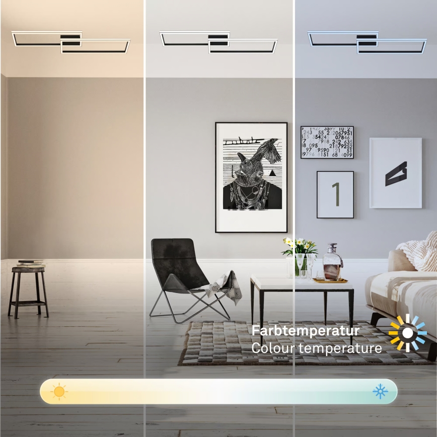 Briloner 3761015 - Dimējams LED griestu gaismeklis LED/45W/230V 2700-6500K melns + tālvadības pults