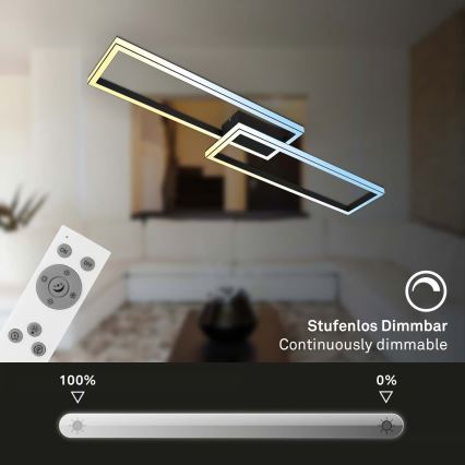 Briloner 3761015 - Dimējams LED griestu gaismeklis LED/45W/230V 2700-6500K melns + tālvadības pults