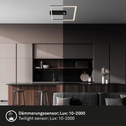 Briloner 3770-015 - LED griestu gaismeklis ar kustības un krēslas sensoru FRAME LED/14W/230V 3000K 30x32 cm melns