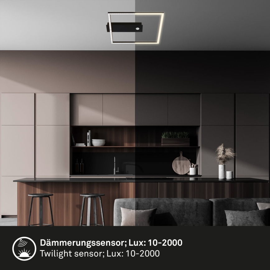 Briloner 3770-015 - LED griestu gaismeklis ar kustības un krēslas sensoru FRAME LED/14W/230V 3000K 30x32 cm melns