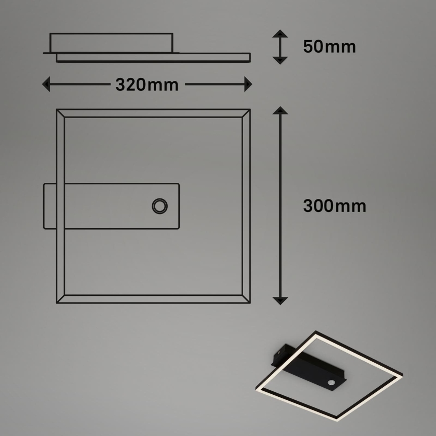 Briloner 3770-015 - LED griestu gaismeklis ar kustības un krēslas sensoru FRAME LED/14W/230V 3000K 30x32 cm melns