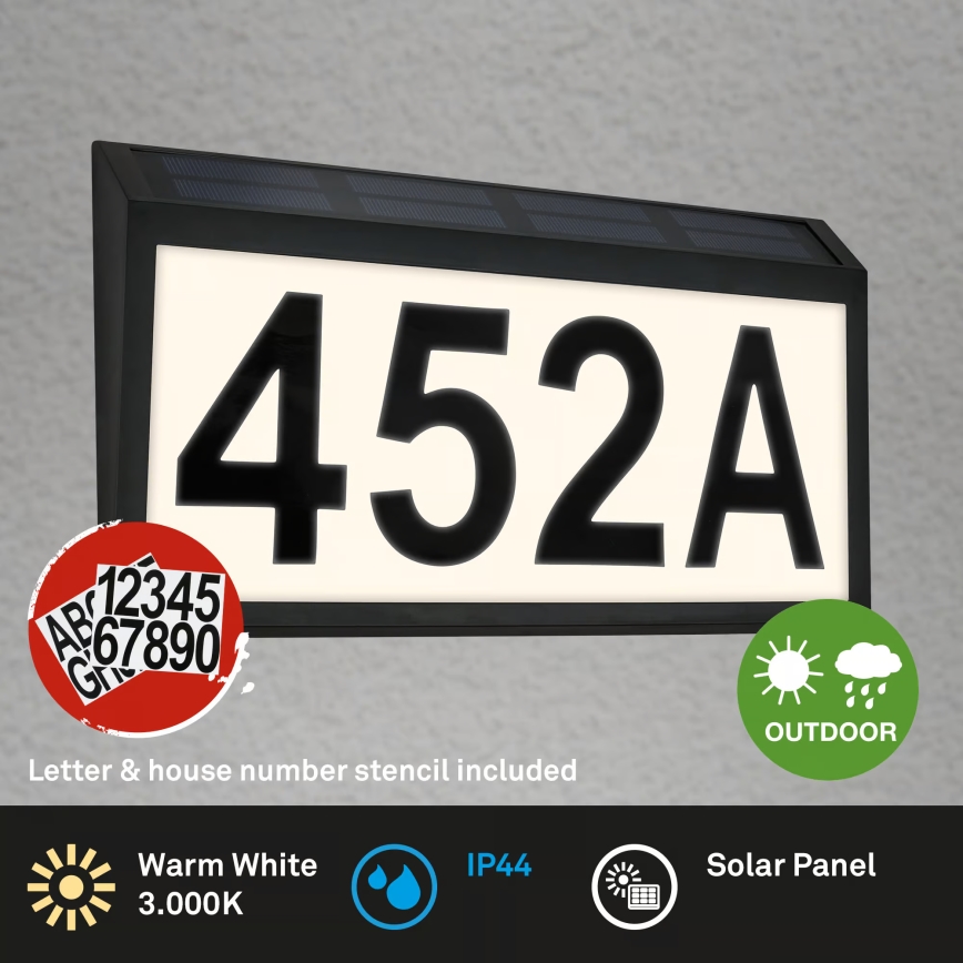 Briloner 3797015 - LED saules darbināms nama numurs LED/0,5W/1,2V 1200 mAh IP44