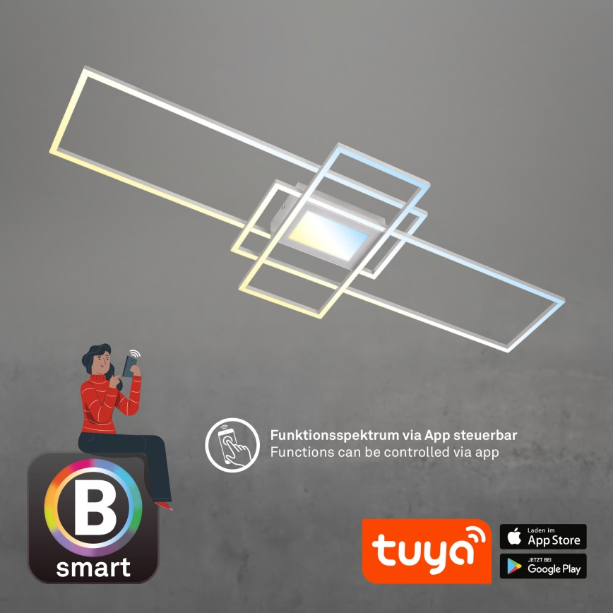 Briloner 3812019 - LED regulējama griestu lampa RAM LED/56W/230V Wi-Fi Tuya 111x42 cm + tālvadība