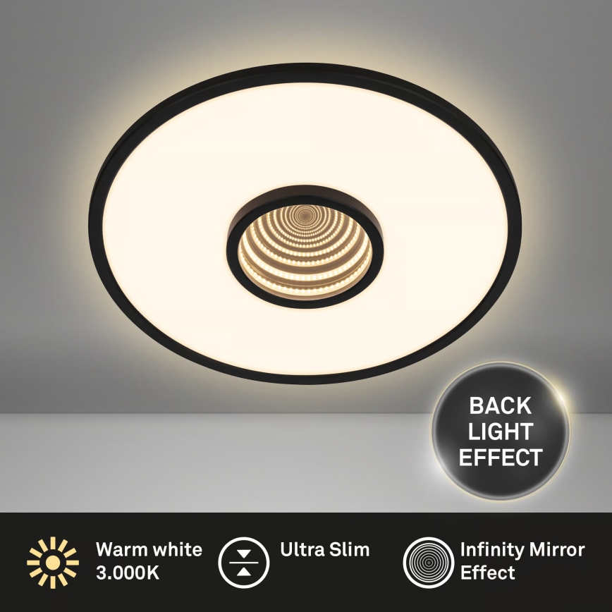 Briloner 3847015 - LED griestu lampa TORO LED/18W/230V Ø 42 cm melna