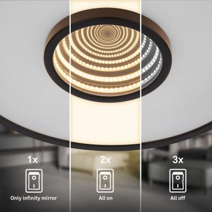 Briloner 3847015 - LED griestu lampa TORO LED/18W/230V Ø 42 cm melna