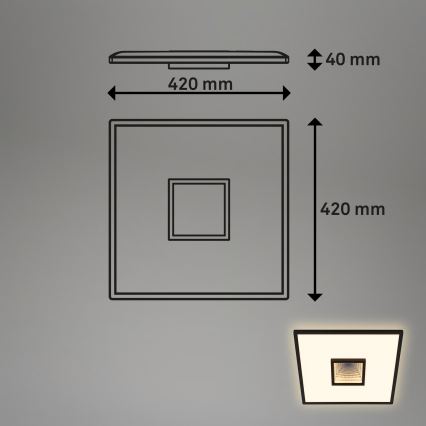 Briloner 3848015 - LED griestu gaismeklis TORO LED/18W/230V 42x42 cm melns