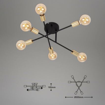 Briloner 3868-065 - Virsapmetuma lustra BLACK STEEL 6xE27/60W/230V