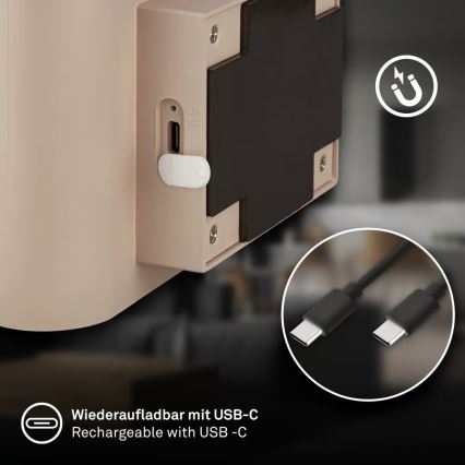 Briloner 3878011 - Uzlādējams LED sienas gaismeklis ar kustības un krēslas sensoru CHAT LED/3W/5V 2000 mAh bēšs