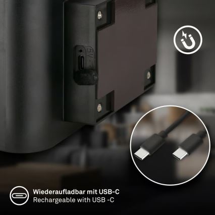 Briloner 3878015 - uzlādējamā LED sienas lampa ar kustības un krēslas sensoru CHAT LED/3W/5V 2000 mAh melna