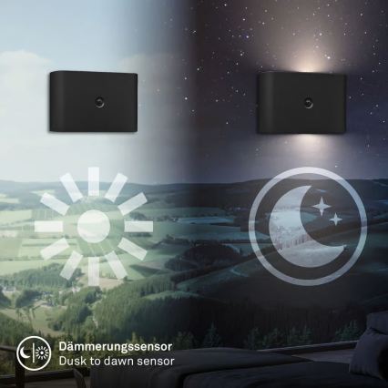 Briloner 3878015 - uzlādējamā LED sienas lampa ar kustības un krēslas sensoru CHAT LED/3W/5V 2000 mAh melna