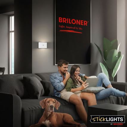 Briloner 3878016 - uzlādējams LED sienas gaismeklis ar kustības un krēslas sensoru CHAT LED/3W/5V 2000 mAh balts