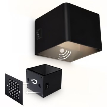 Briloner 3879015 - LED uzlādējama sienas lampa ar kustības un krēslas sensoru BORRA LED/1,5W/5V 3600 mAh melna