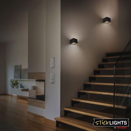 Briloner 3879015 - LED uzlādējama sienas lampa ar kustības un krēslas sensoru BORRA LED/1,5W/5V 3600 mAh melna