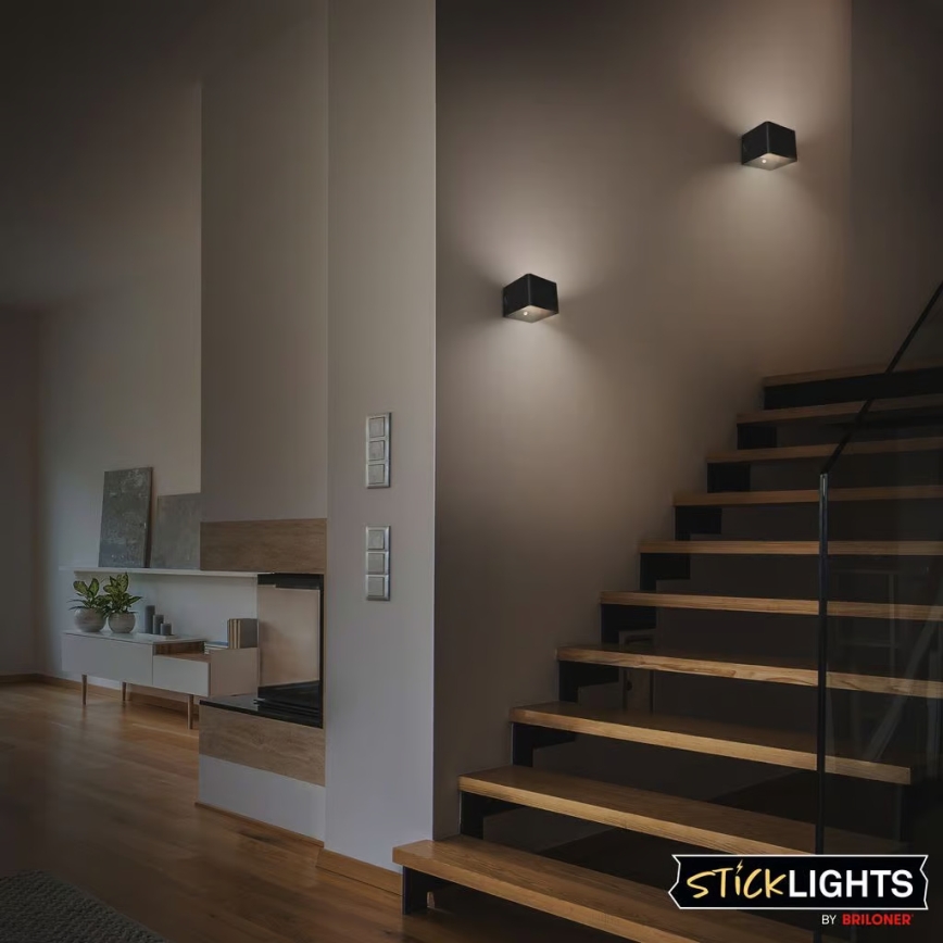 Briloner 3879015 - LED uzlādējama sienas lampa ar kustības un krēslas sensoru BORRA LED/1,5W/5V 3600 mAh melna
