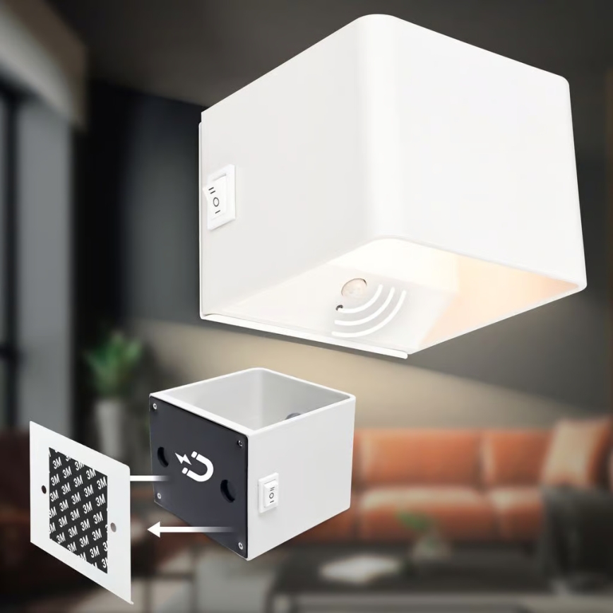 Briloner 3879016 - LED uzlādējams sienas gaismeklis ar sensoru BORRA LED/1,5W/5V 3600 mAh balts