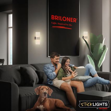 Briloner 3888012 - LED uzlādējams sienas gaismeklis ar kustības un krēslas sensoru AURA LED/2,5W/5V 1800 mAh matēts hroms