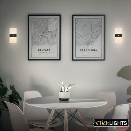 Briloner 3888015 - LED uzlādējamais sienas gaismeklis ar kustības un krēslas sensoru AURA LED/2,5W/5V 1800 mAh melns