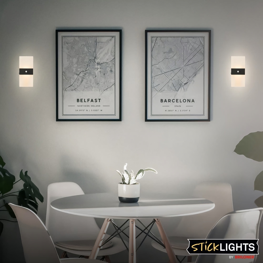 Briloner 3888015 - LED uzlādējamais sienas gaismeklis ar kustības un krēslas sensoru AURA LED/2,5W/5V 1800 mAh melns