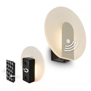 Briloner 3889012 - LED uzlādējams sienas gaismeklis ar kustības un krēslas sensoru TARO LED/2,5W/5V 1800 mAh matēts hroms