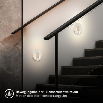 Briloner 3889012 - LED uzlādējams sienas gaismeklis ar kustības un krēslas sensoru TARO LED/2,5W/5V 1800 mAh matēts hroms