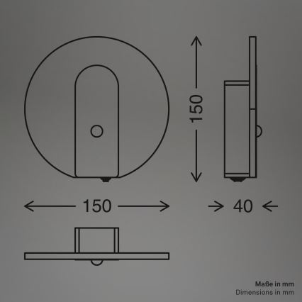 Briloner 3889015 - LED uzlādējams sienas gaismeklis ar kustības un krēslas sensoru TARO LED/2,5W/5V 1800 mAh melns