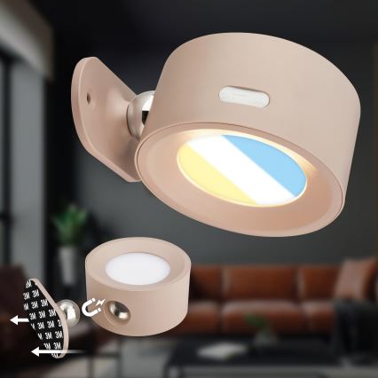 Briloner 3896011 - TARI LED uzlādējamais sienas gaismeklis ar regulējamu spilgtumu LED/1,6W/5V 1500 mAh bēšs