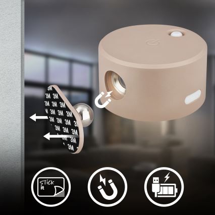 Briloner 3896011 - TARI LED uzlādējamais sienas gaismeklis ar regulējamu spilgtumu LED/1,6W/5V 1500 mAh bēšs