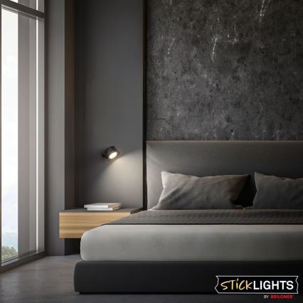 Briloner 3896015 - TARI LED sienas lampa ar regulējamu spilgtumu, uzlādējama, 1,6 W / 5 V, 1500 mAh, melna