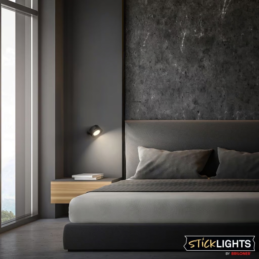 Briloner 3896015 - TARI LED sienas lampa ar regulējamu spilgtumu, uzlādējama, 1,6 W / 5 V, 1500 mAh, melna