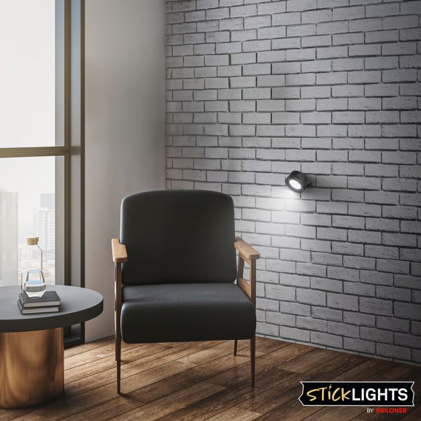 Briloner 3896015 - TARI LED sienas lampa ar regulējamu spilgtumu, uzlādējama, 1,6 W / 5 V, 1500 mAh, melna