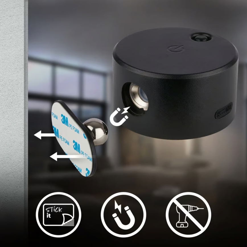 Briloner 3896015 - TARI LED sienas lampa ar regulējamu spilgtumu, uzlādējama, 1,6 W / 5 V, 1500 mAh, melna