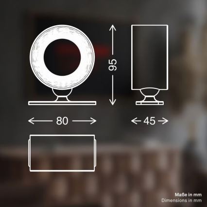 Briloner 3896015 - TARI LED sienas lampa ar regulējamu spilgtumu, uzlādējama, 1,6 W / 5 V, 1500 mAh, melna