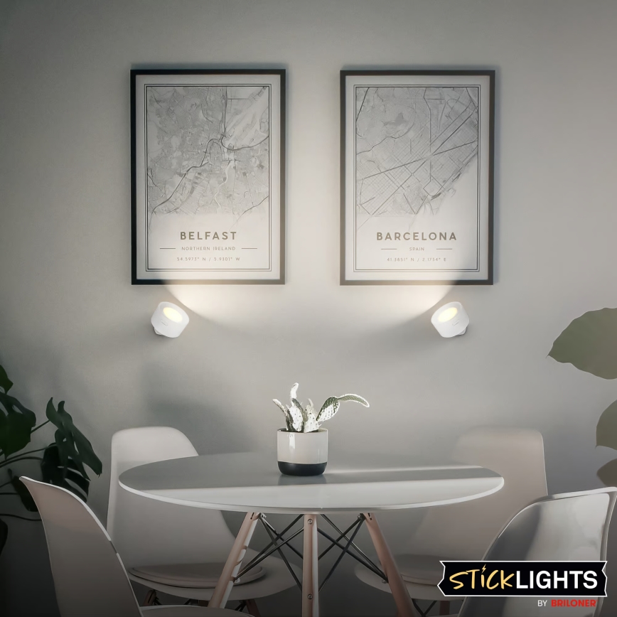 Briloner 3896016 - TARI uzlādējams sienas LED gaismeklis ar regulējamu spilgtumu LED/1,6W/5V 1500 mAh balts