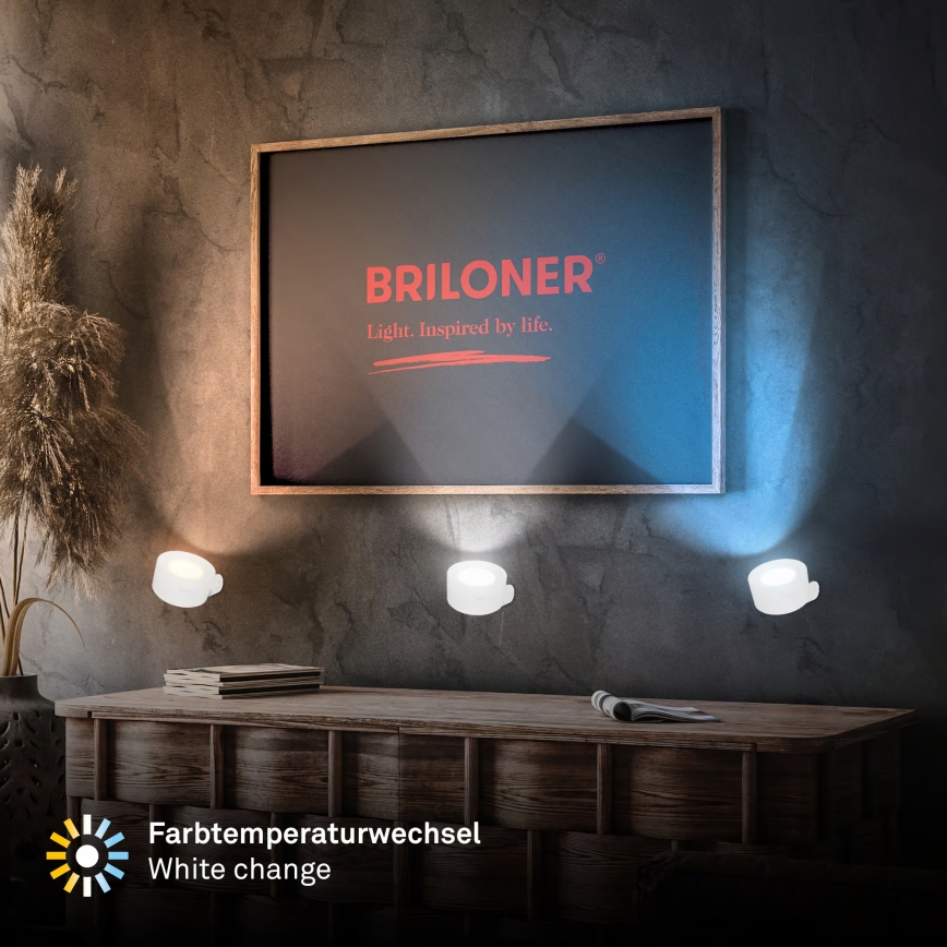 Briloner 3896016 - TARI uzlādējams sienas LED gaismeklis ar regulējamu spilgtumu LED/1,6W/5V 1500 mAh balts