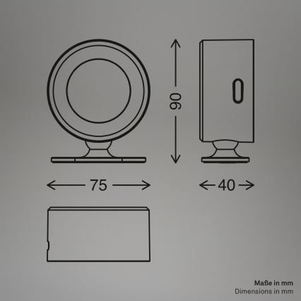 Briloner 3896016 - TARI uzlādējams sienas LED gaismeklis ar regulējamu spilgtumu LED/1,6W/5V 1500 mAh balts