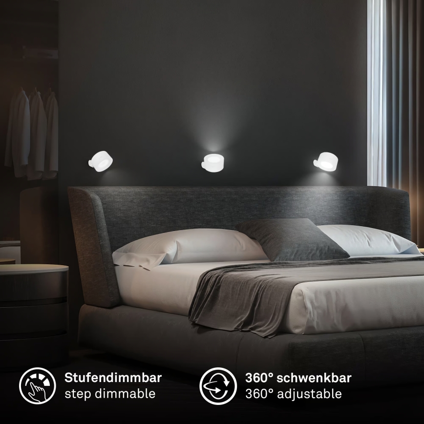 Briloner 3896016 - Regulējams uzlādējams LED sienas gaismeklis TARI LED/1,6W/5V 1500 mAh balts