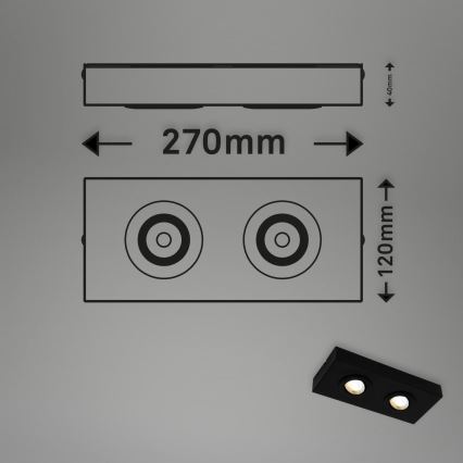 Briloner 3996025 - LED Starmetis CTS 2xLED/4W/230V 2700/4000K melna