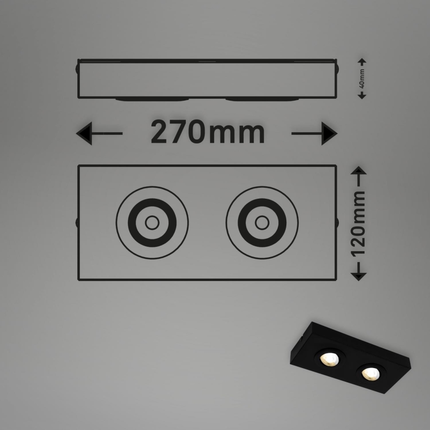 Briloner 3996025 - LED Starmetis CTS 2xLED/4W/230V 2700/4000K melna