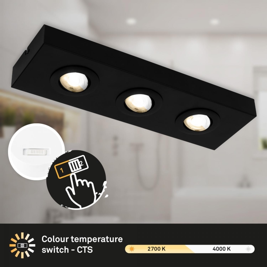 Briloner 3996035 - LED Starmetis CTS 3xLED/4W/230V 2700/4000K melna