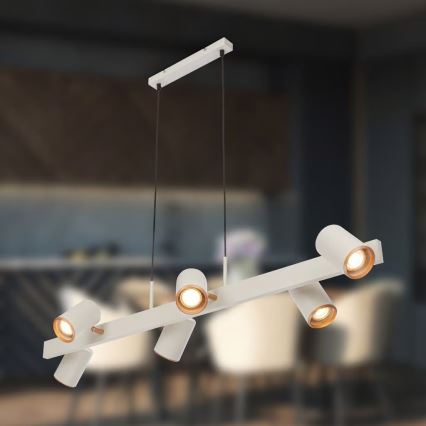 Briloner 4058064 - piekaramā lustra ERA uz troses, 6x GU10/10W/230V, krēmkrāsaina