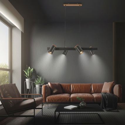 Briloner 4059045 - Lustrs ERA uz kabeļa, 4xGU10/10W/230V, melns