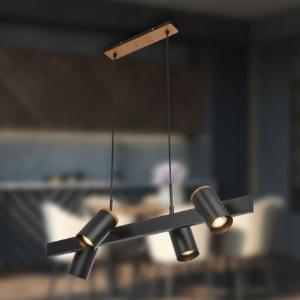 Briloner 4059045 - Lustrs ERA uz kabeļa, 4xGU10/10W/230V, melns