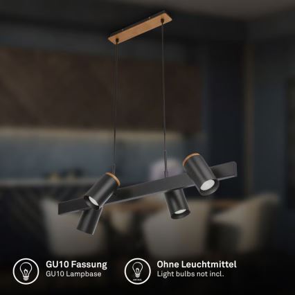 Briloner 4059045 - Lustrs ERA uz kabeļa, 4xGU10/10W/230V, melns