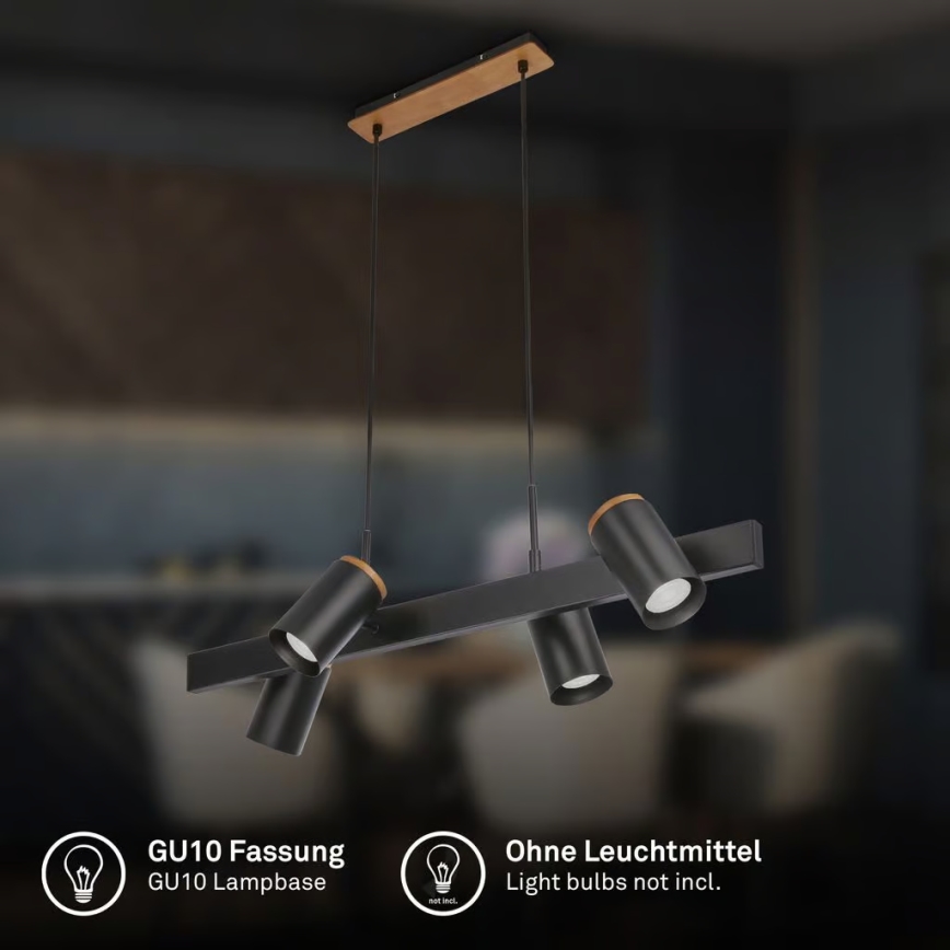 Briloner 4059045 - Lustrs ERA uz kabeļa, 4xGU10/10W/230V, melns